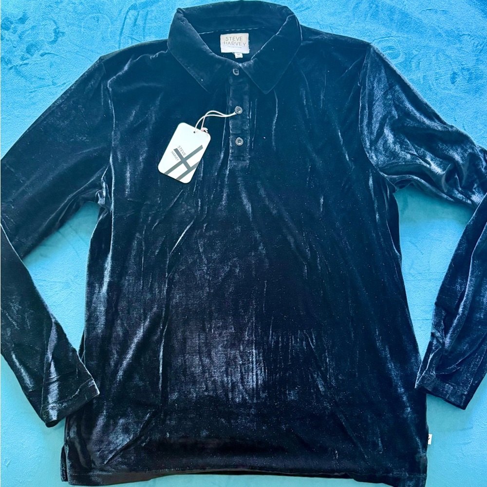 Black Velvet Soft stretch designer celebrity brand Steve Harvey RARE sold out